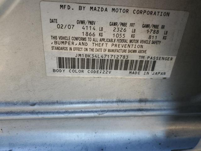 JM1BK34L471712783 - 2007 MAZDA SPEED 3 SILVER photo 12
