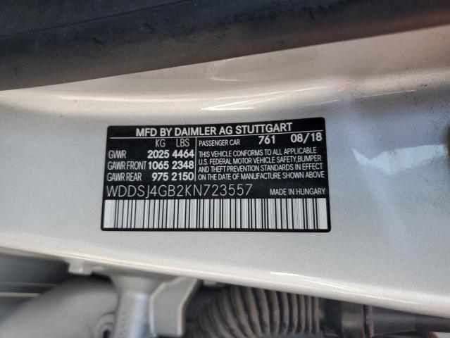 WDDSJ4GB2KN723557 - 2019 MERCEDES-BENZ CLA 250 4MATIC SILVER photo 12