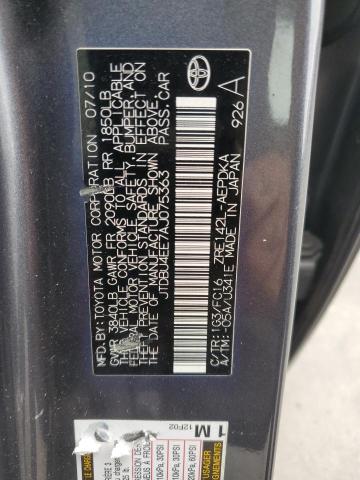 JTDBU4EE7AJ075363 - 2010 TOYOTA COROLLA BASE Grau Foto 12