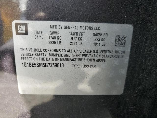 1G1BE5SM5G7259018 - 2016 CHEVROLET CRUZE LT GRAY photo 13