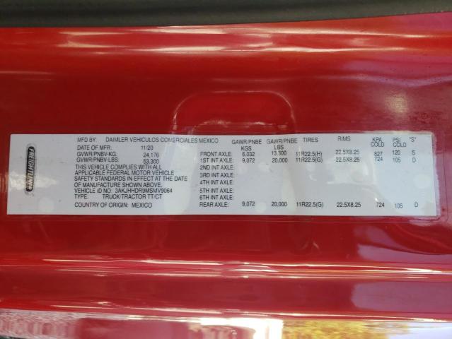 3AKJHHDR9MSMV9064 - 2021 FREIGHTLINER CASCADIA 1 RED photo 10