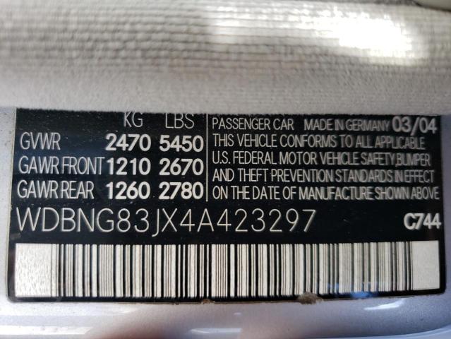 WDBNG83JX4A423297 - 2004 MERCEDES-BENZ S 430 4MATIC SILVER photo 12