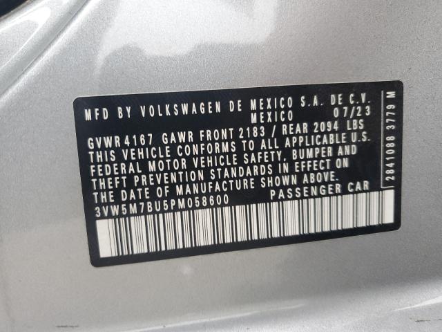 3VW5M7BU5PM058600 - 2023 VOLKSWAGEN JETTA S SILVER photo 12