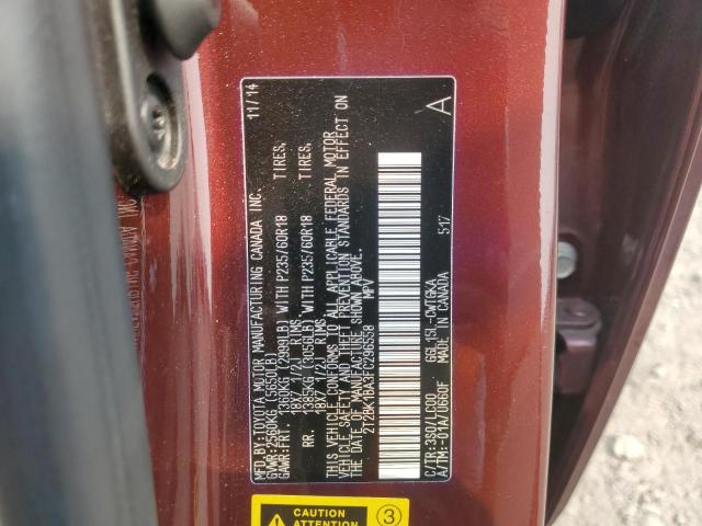 2T2BK1BA3FC296558 - 2015 LEXUS RX 350 BASE MAROON photo 14