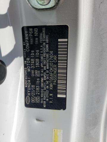 KMHTG6AF0KU017404 - 2019 HYUNDAI VELOSTER BASE WHITE photo 12