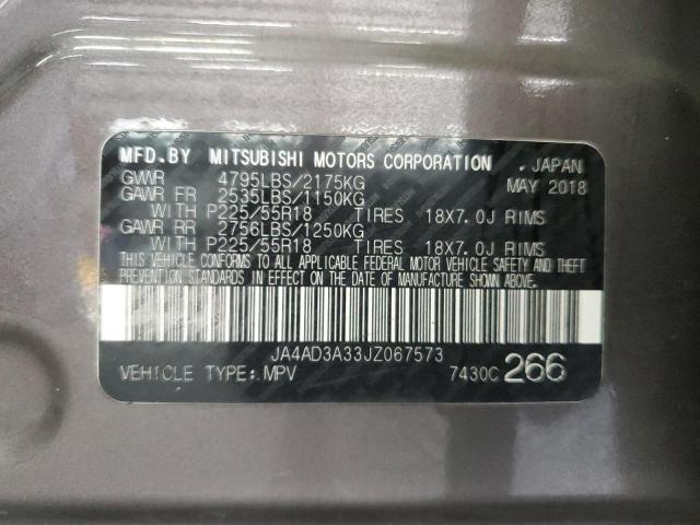 JA4AD3A33JZ067573 - 2018 MITSUBISHI OUTLANDER SE GRAY photo 13
