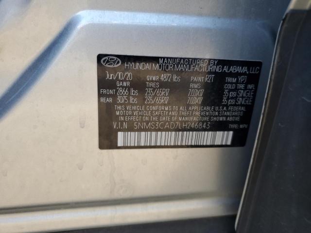 5NMS3CAD7LH246843 - 2020 HYUNDAI SANTA FE SEL 银色 照片 12