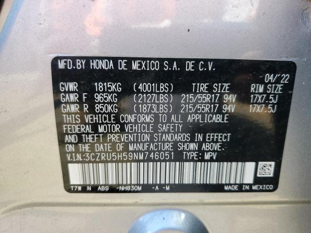 3CZRU5H59NM746051 - 2022 HONDA HR-V EX 银色 照片 13