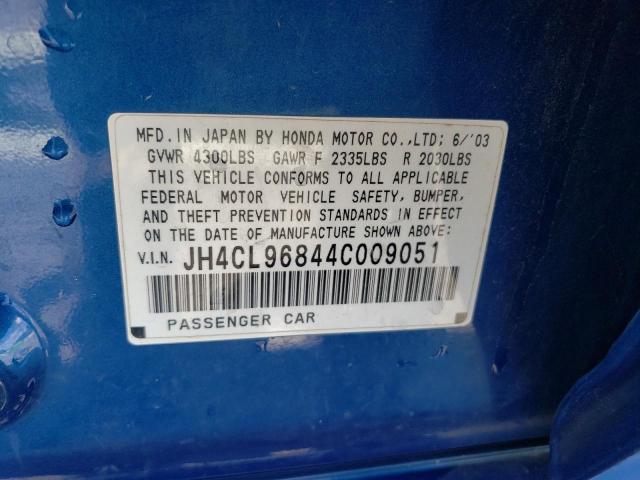 JH4CL96844C009051 - 2004 ACURA TSX BLUE photo 12