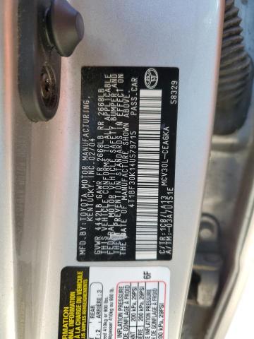4T1BF30K14U579715 - 2004 TOYOTA CAMRY LE 银色 照片 13