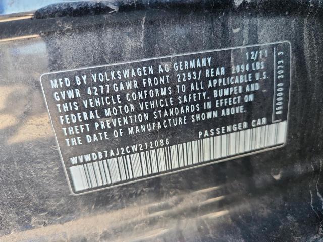 WVWDB7AJ2CW212086 - 2012 VOLKSWAGEN GOLF BLACK photo 12
