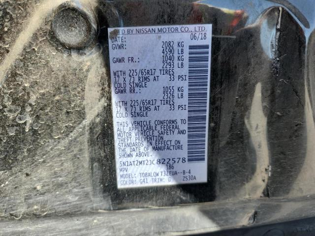 5N1AT2MT2JC822578 - 2018 NISSAN ROGUE S Czarny zdjęcie 12