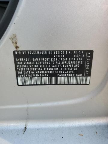 3VWDX7AJ7CM461465 - 2012 VOLKSWAGEN JETTA SE ვერცხლისფერი ფოტო 12