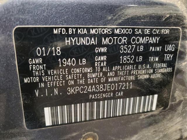 3KPC24A38JE017211 - 2018 HYUNDAI ACCENT SE Серый фото 12