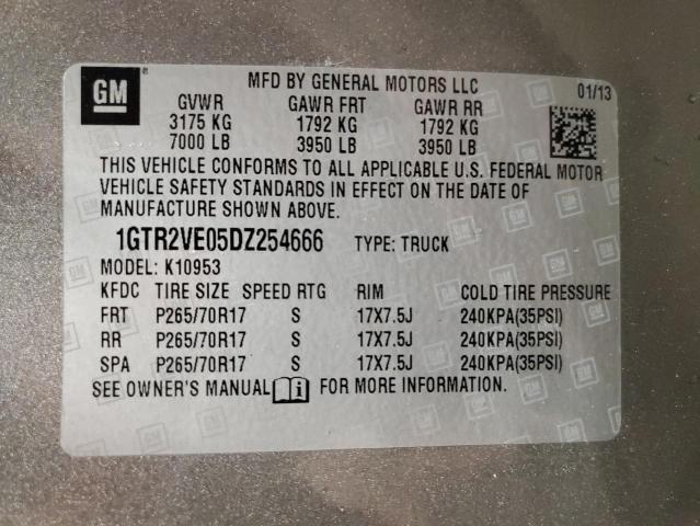 1GTR2VE05DZ254666 - 2013 GMC SIERRA K1500 SLE GRAY photo 12