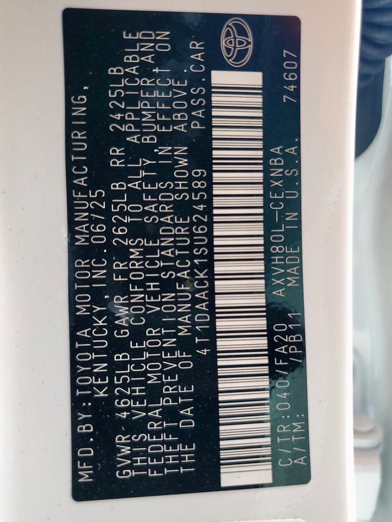 4T1DAACK1SU624589 - 2025 TOYOTA CAMRY XSE 白色 照片 14