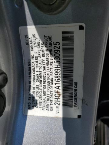 2HGFA16899H530925 - 2009 HONDA CIVIC EX SILVER photo 12