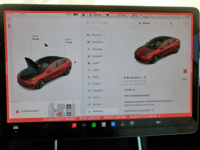 5YJ3E1EB7KF390887 - 2019 TESLA MODEL 3 Rouge photo 9