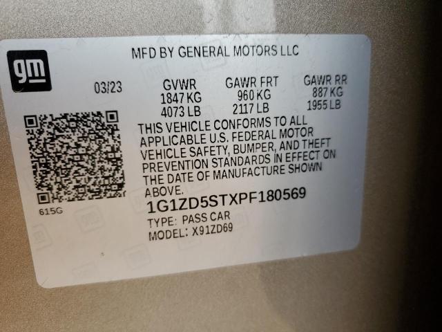 1G1ZD5STXPF180569 - 2023 CHEVROLET MALIBU LT თაფლისფერი ფოტო 12