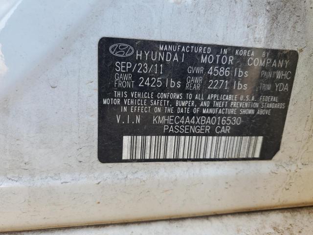 KMHEC4A4XBA016530 - 2011 HYUNDAI SONATA HYBRID WHITE photo 12