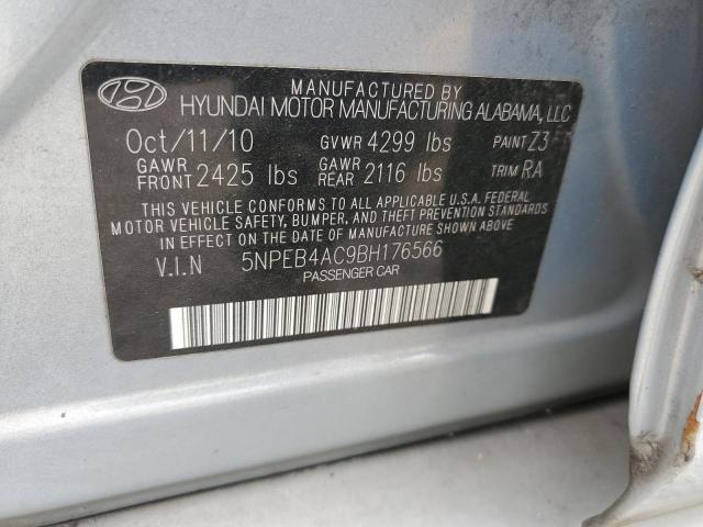 5NPEB4AC9BH176566 - 2011 HYUNDAI SONATA GLS TEAL photo 12