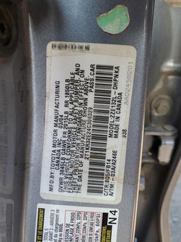 2T1KR32E24C306329 - 2004 TOYOTA COROLLA MA XR BLUE photo 13