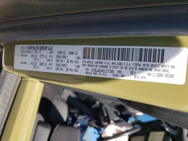 1C4AJWAG5DL571861 - 2013 JEEP WRANGLER S GREEN photo 12