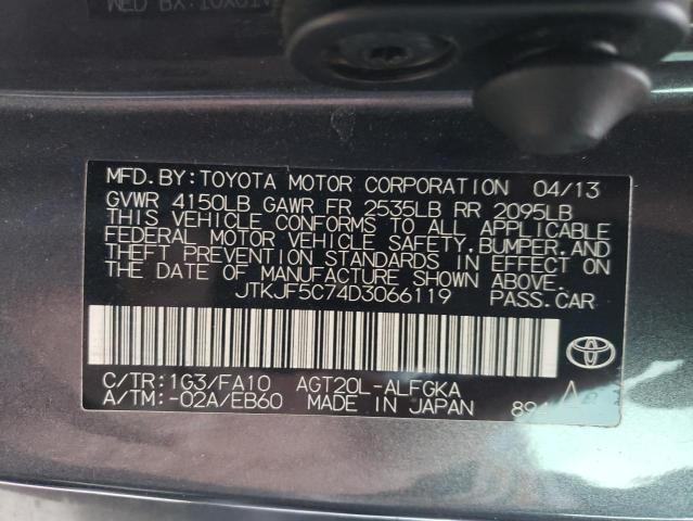 JTKJF5C74D3066119 - 2013 TOYOTA SCION TC GRAY photo 13