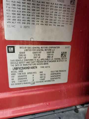 LRBFXCSA6HD149674 - 2017 BUICK ENVISION PREFERRED BURGUNDY photo 12