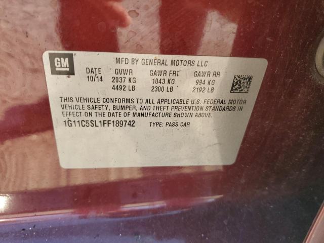 1G11C5SL1FF189742 - 2015 CHEVROLET MALIBU 1LT Tünd qırmızı foto 12