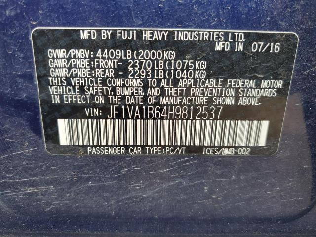 JF1VA1B64H9812537 - 2017 SUBARU WRX BLUE photo 12