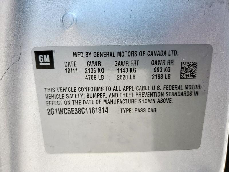 2G1WC5E38C1161814 - 2012 CHEVROLET IMPALA LTZ SILVER photo 12