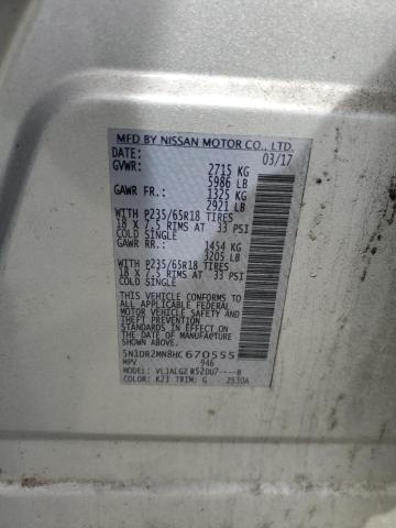 5N1DR2MN8HC670555 - 2017 NISSAN PATHFINDER S SILVER photo 12