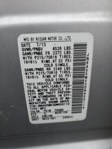 JN8AS5MV3DW656119 - 2013 NISSAN ROGUE S SILVER photo 13