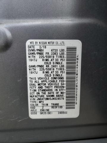 JN8AT2MV0JW324579 - 2018 NISSAN ROGUE S 灰色 照片 13