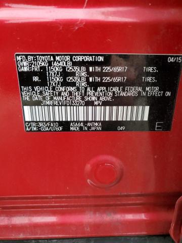JTMRFREV1FD133270 - 2015 TOYOTA RAV4 XLE RED photo 13