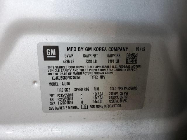KL4CJBSB0FB246056 - 2015 BUICK ENCORE CONVENIENCE 银色 照片 13