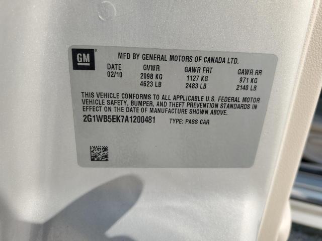 2G1WB5EK7A1200481 - 2010 CHEVROLET IMPALA LT ذهبي صورة 12