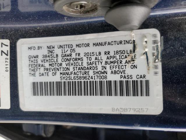 5Y2SL65896Z417008 - 2006 PONTIAC VIBE BLUE photo 12