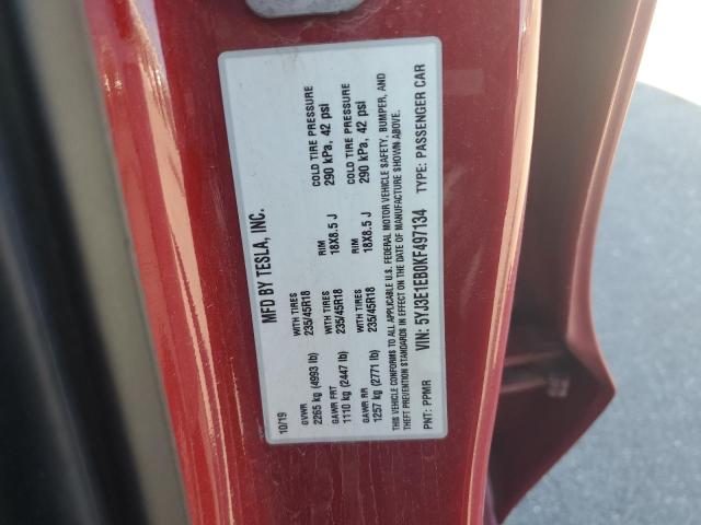 5YJ3E1EB0KF497134 - 2019 TESLA MODEL 3 Rojo foto 13
