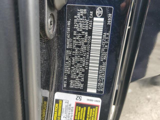 4T1B11HK8JU021556 - 2018 TOYOTA CAMRY L BLACK photo 12