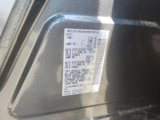 5N1AR2MN3FC622543 - 2015 NISSAN PATHFINDER S ნაცრისფერი ფოტო 12