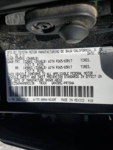 3TMCZ5AN4HM093138 - 2017 TOYOTA TACOMA DOUBLE CAB BLACK photo 12