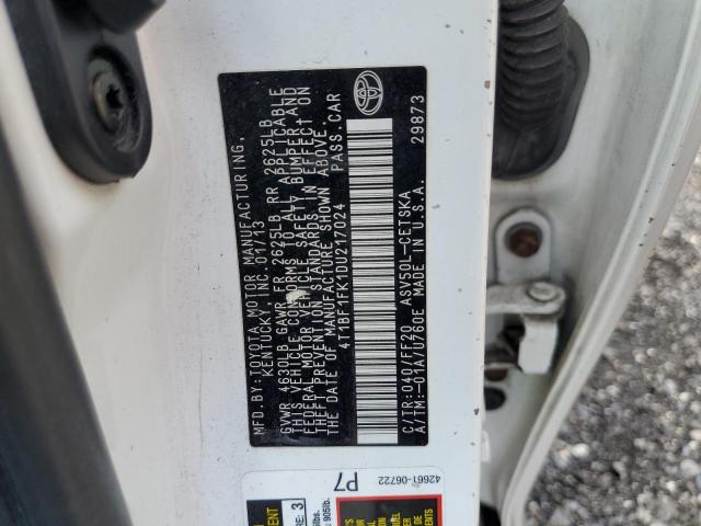 4T1BF1FK1DU217024 - 2013 TOYOTA CAMRY L 白色 照片 12