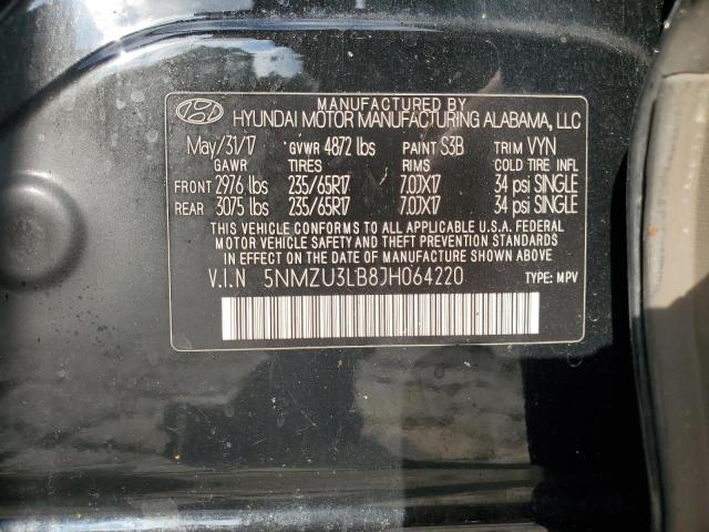 5NMZU3LB8JH064220 - 2018 HYUNDAI SANTA FE S შავი ფოტო 12