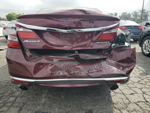 1HGCR2F57GA168368 - 2016 HONDA ACCORD SPORT Бордовый фото 6