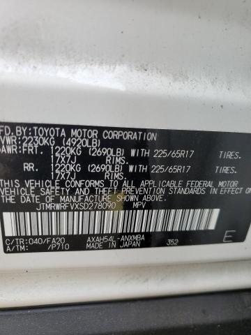 JTMRWRFVXSD278090 - 2025 TOYOTA RAV4 XLE WHITE photo 13