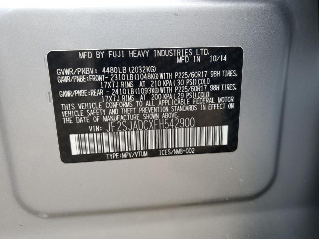 JF2SJADCXFH542900 - 2015 SUBARU FORESTER 2.5I PREMIUM SILVER photo 13
