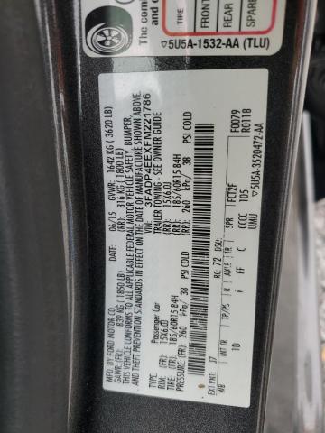 3FADP4EEXFM221786 - 2015 FORD FIESTA SE GRAY photo 12