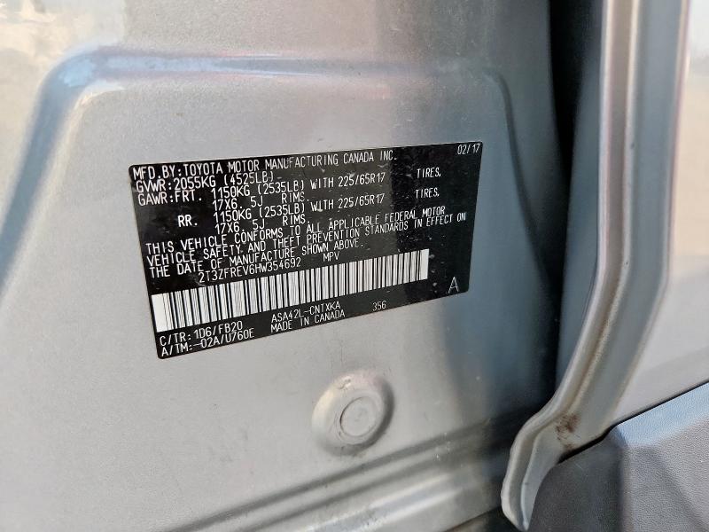 2T3ZFREV6HW354692 - 2017 TOYOTA RAV4 LE Gümüş foto 12